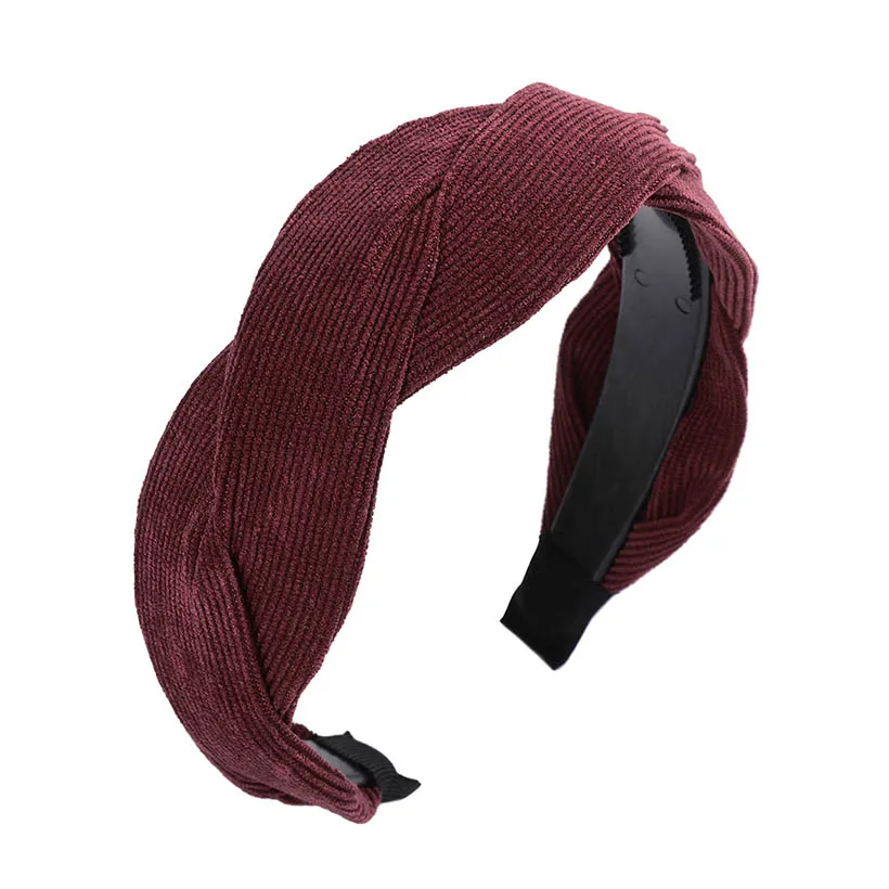 velvet A LEVAO Serpentine Winding Cross Headband Vintage Hairbands Bezel Turban Women Girls Hair Accessories Hair Hoop Headwear Fashion - Цвет: velvet A