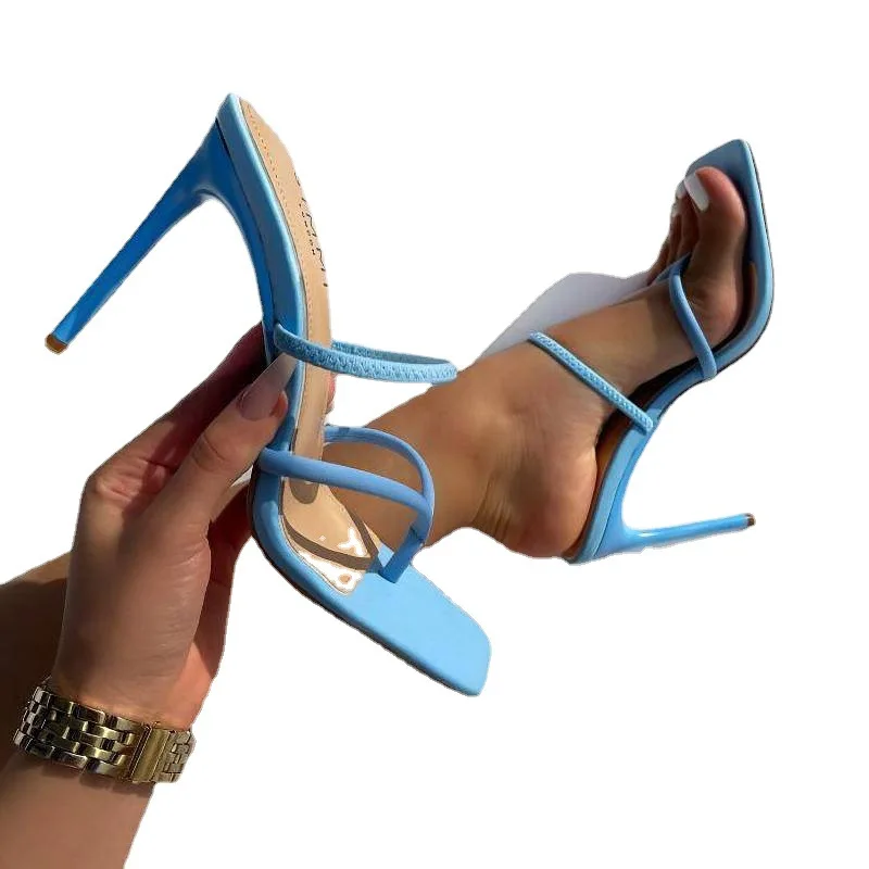 

2021 summer new square toe thin heel sandals women's size 36-42 High Heel Sandals