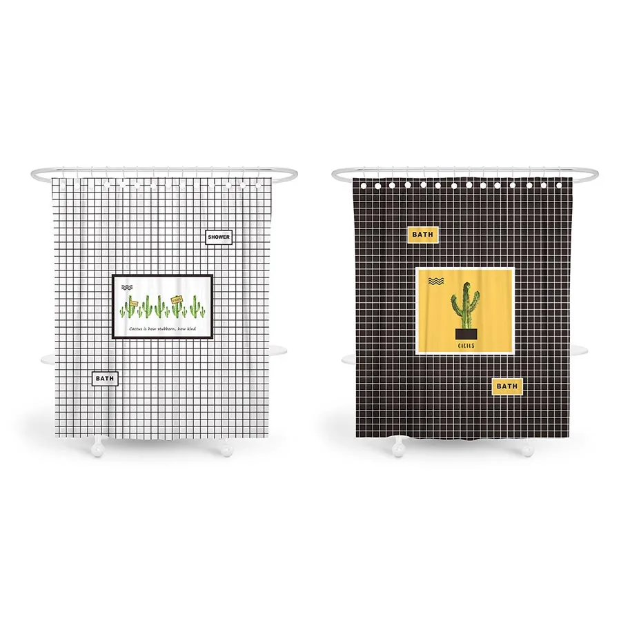 Решетка занавеска для душа ванная полиэстер ткань водонепроницаемый кактус