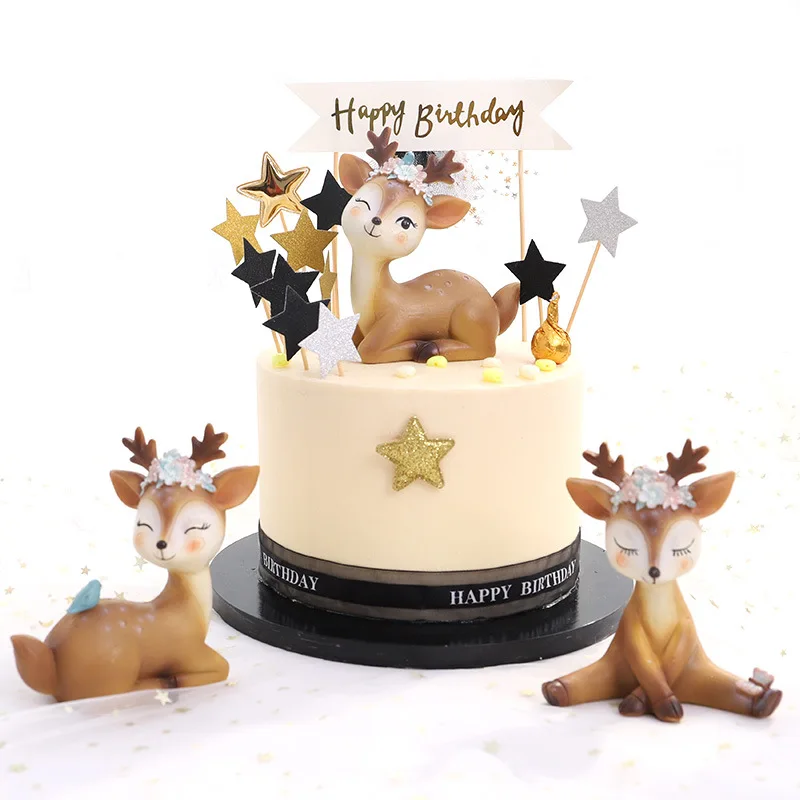 

Zakka cartoon cute deer creative home desktop decoration cake resin car accessories resin embellishments