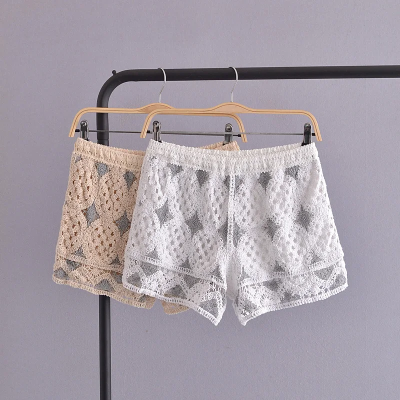 

Domestic Women's Clothing 2021 Summer Sweet Lace Hollow Outer Shorts Korean Style Anti-Wardrobe Malfunction Pants