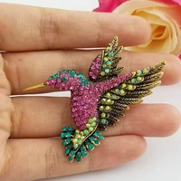 etro color bird hummingbird polychrome austrian crystal brooch jewelry