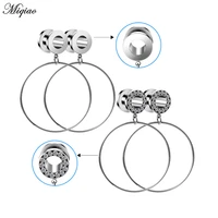 miqiao the new stainless steel round pulley metal auricle 2 pairs of 4 pieces set puncture jewelry