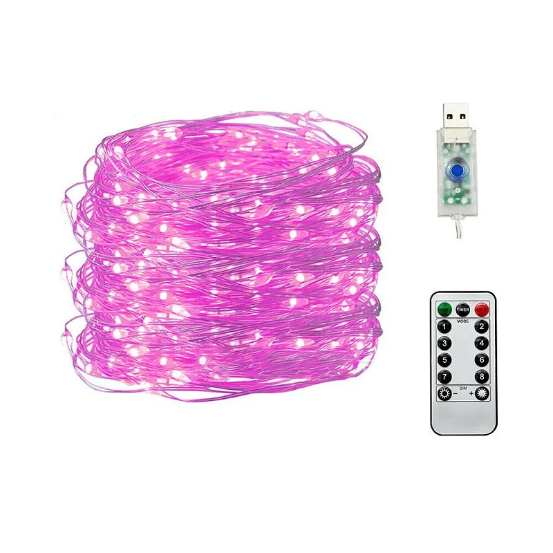 50/100/200 светодиодный медный провод струнные огни USB плагин сказочные огни с пультом дистанционного управления 8 режимов огни Водонепроницаемый Таймер дистанционного управления