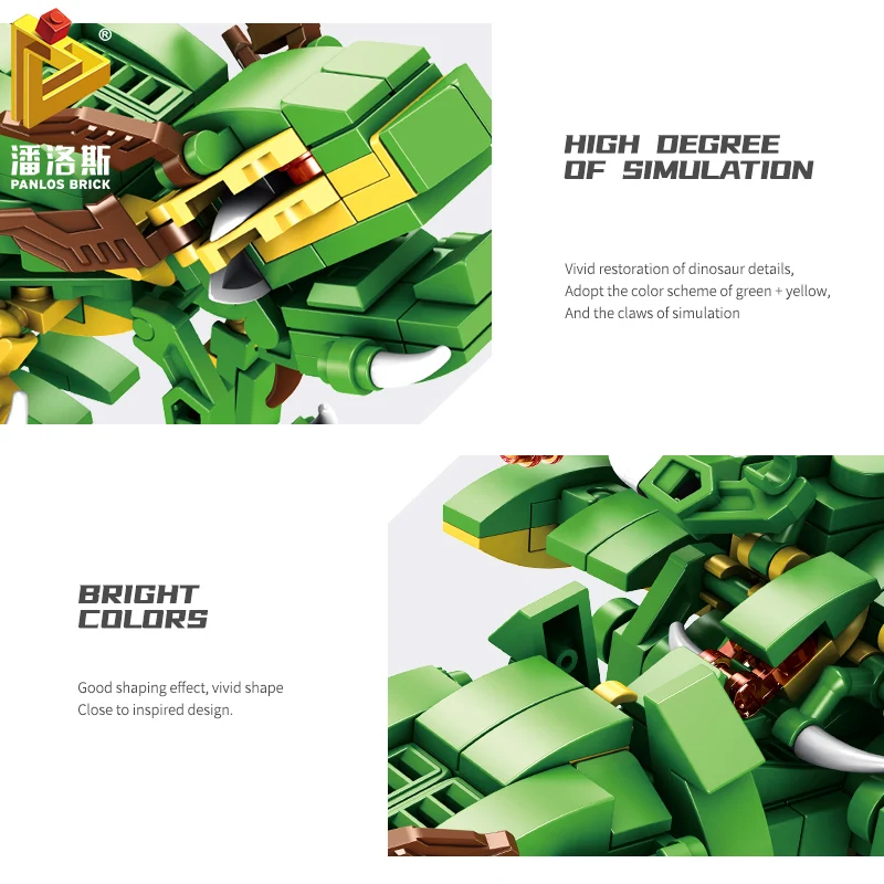 

PANLOS 710 PCS Mechanical Dinosaur Model MOC Iron Ankylosaurus Brachiosaurus Building Blocks Children's Toy Stickers Gift Bricks