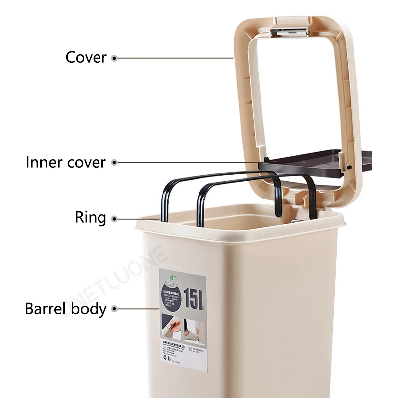 Пластиковая корзина для мусора большого размера квадратные мусорные баки с