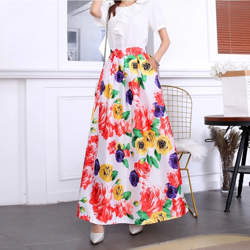 Летняя новая женская юбка свободного кроя Повседневная Свободная цифровая 2019 с