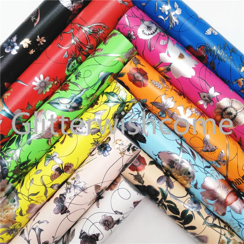 Блестящий виниловый чехол для бантов размером 21 х29 см A4 с цветочным принтом