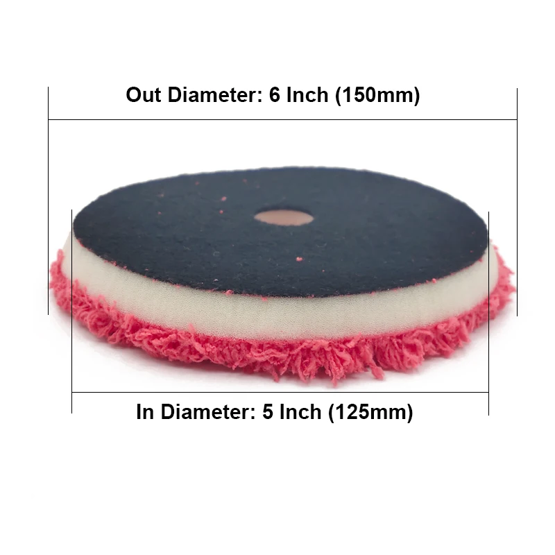 2PCS Car Polishing Pad Microfiber Buffing Removing Wax Buffer Kit Replaceable Disk For Polisher 6 inch Red|Полировальные