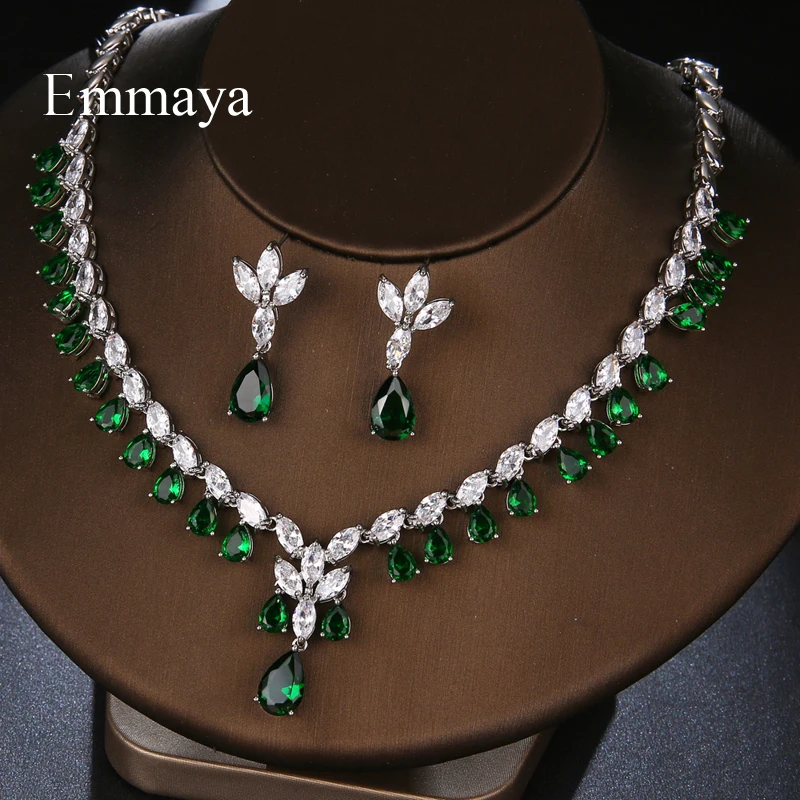 Серьги и ожерелье Emmaya в форме капли для женщин Изящные Ювелирные украшения