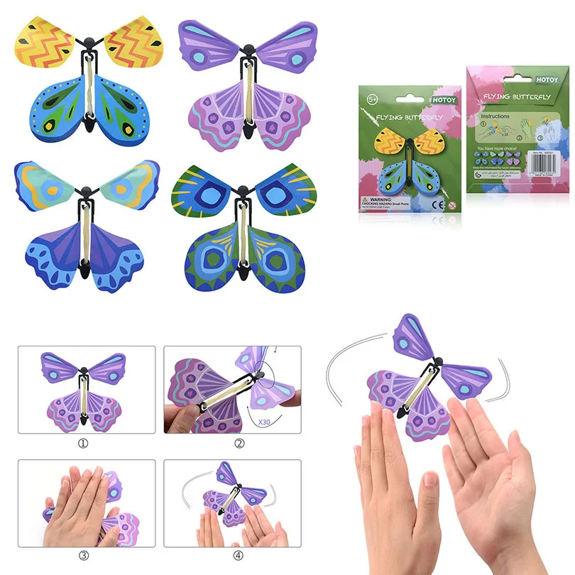 4pcs/set Magic Flying Butterfly Little Magic Tricks Funny Surprise Joke Toys for Children Surprising Magic Butterfly Funny Gifts