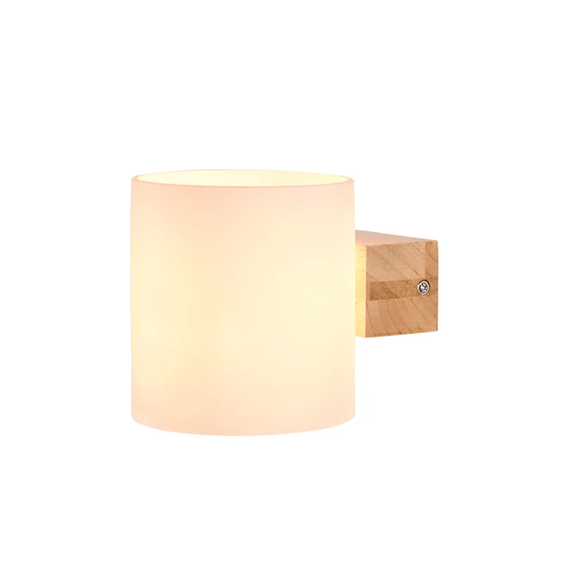 Прикроватная лампа в скандинавском стиле деревянный стеклянный настенный