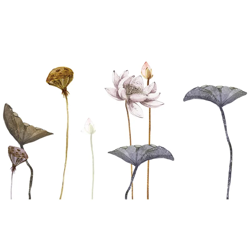 

Lotus Vintage Wall Sticker Flower Teenager Living Room Bathroom Bedroom Wall Decor Aesthetic on The Wall Wallpaper Vinyl Poster