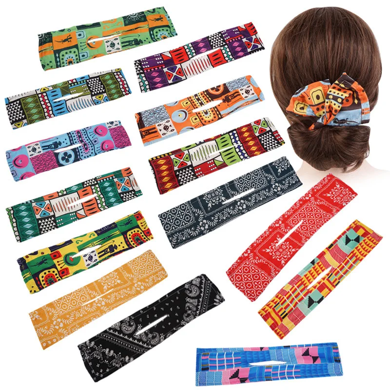 

New Design Magic Women Hair Bands DIY Bun Maker Headbands Suede Floral Print Knotted Wire Hairbands Twist Maker Hair Accessories