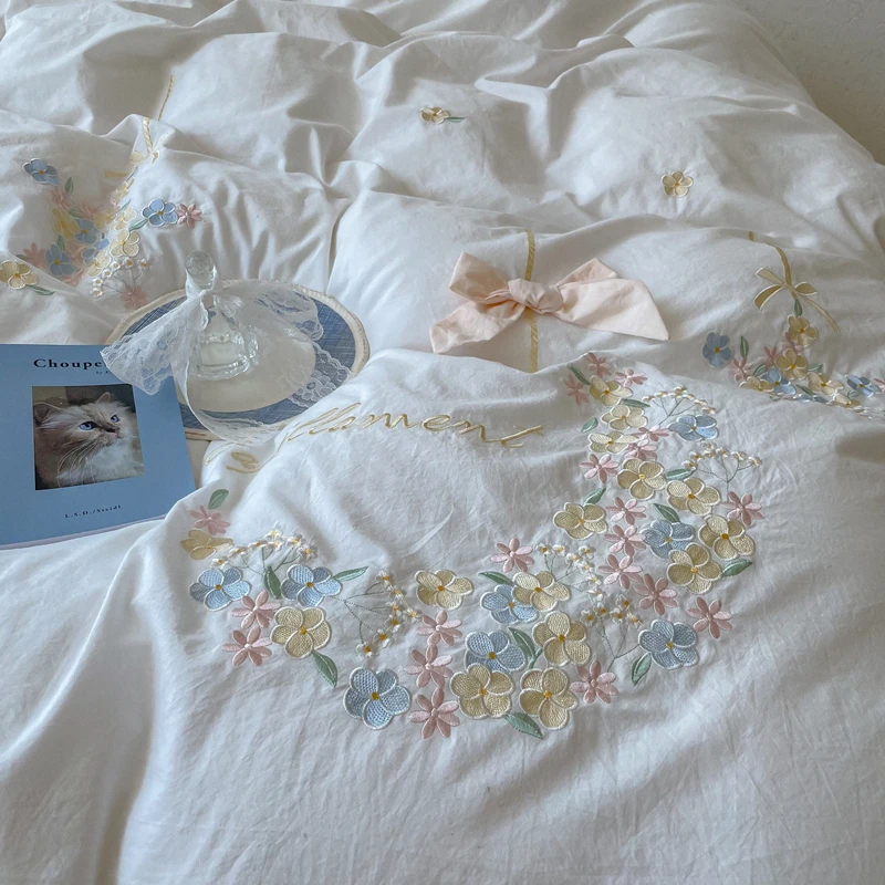 Хлопковое покрывало с вышивкой молочным ароматом для девушек 1 5/1 8 м | Дом и сад