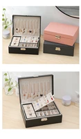new large capacity leather jewelry box travel jewelry storage box multifunctional necklace earrings storage box ladies gift