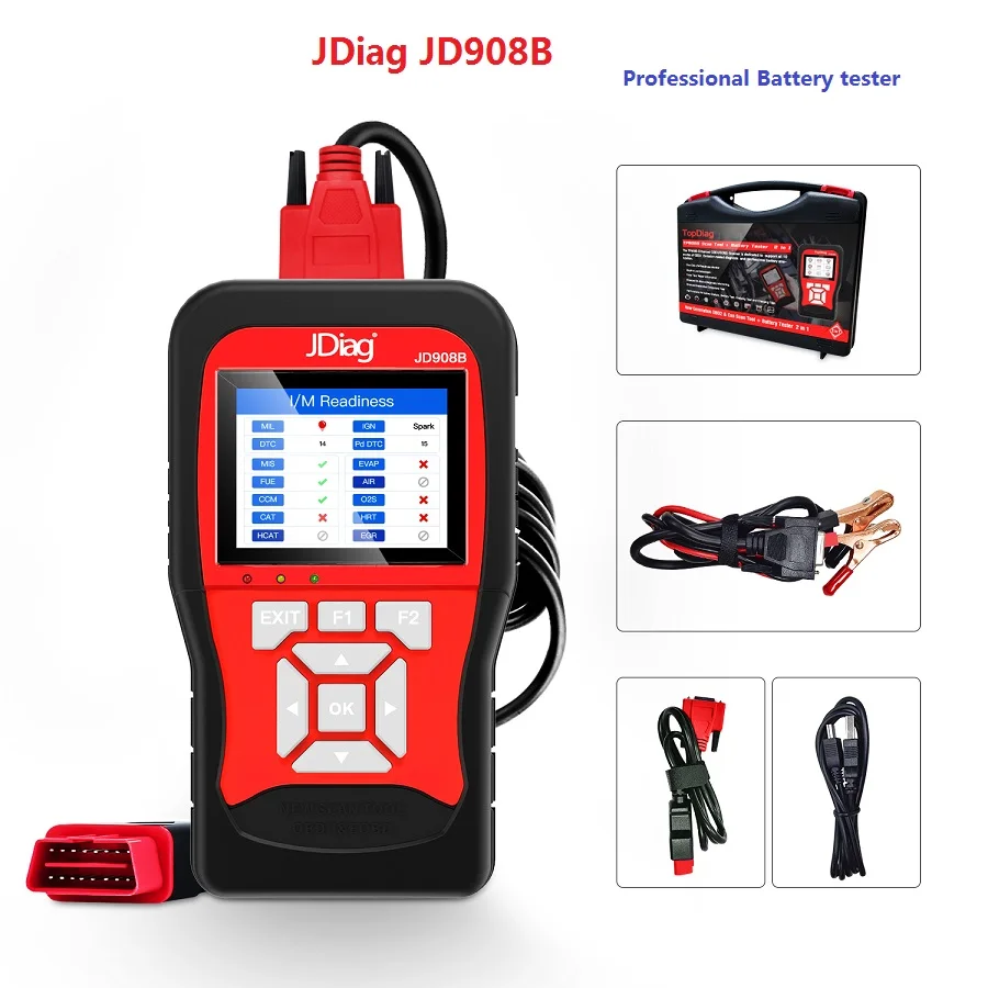 Профессиональный тестер батарей JDiag JD908B диагностический инструмент OBD2 + для
