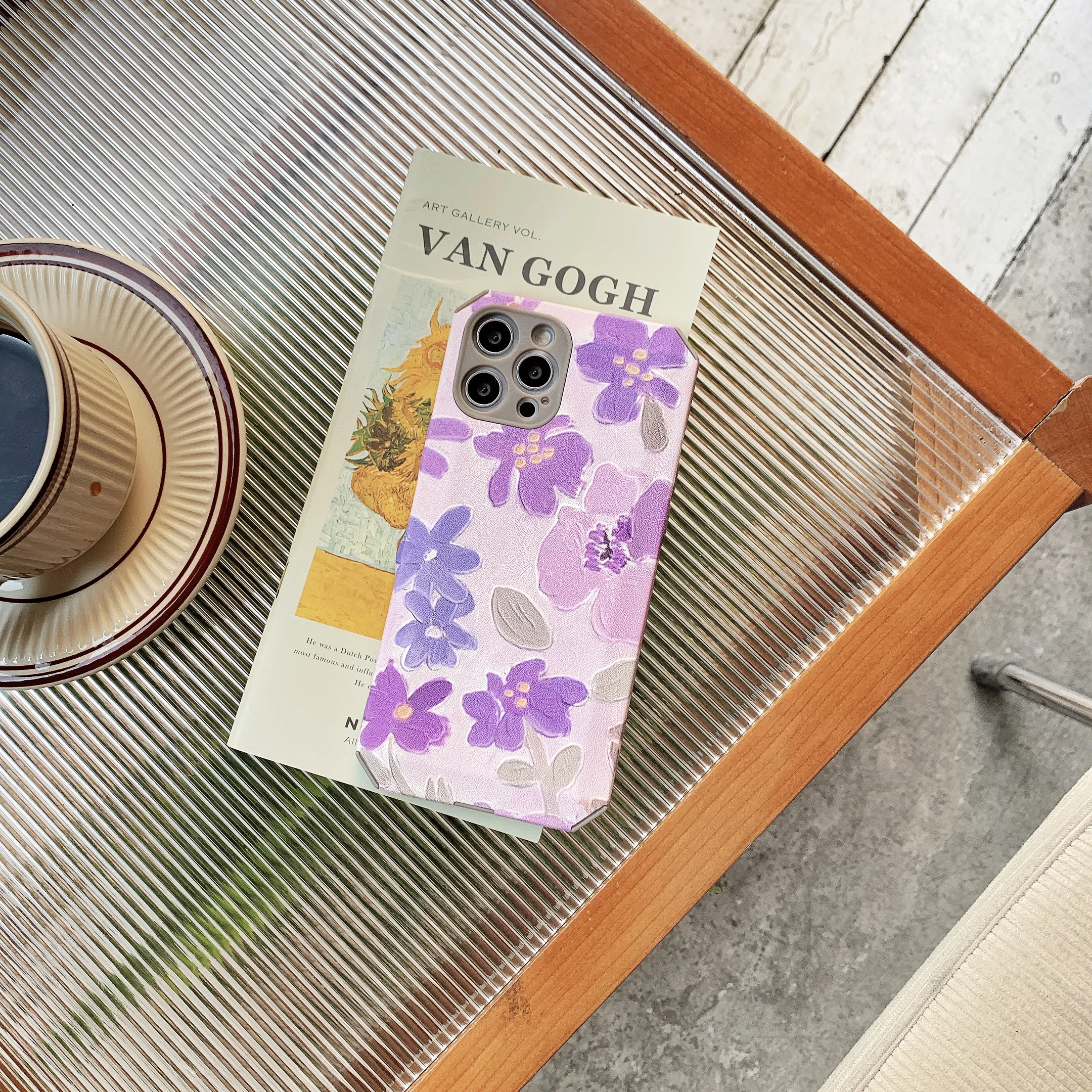 

Jelly skin-oil painting purple flower suitable for iphone 12 pro mobile phone case 11 7 8 plus X XS Max Xr mini protective case