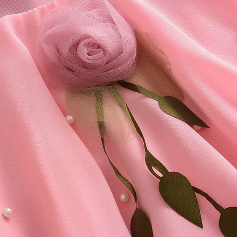 

HE Hello Enjoy 2021 New Children Clothing Summer Boutique Chiffon Shirt Children's Flowers Girl Beaded Chiffon Princess Dress