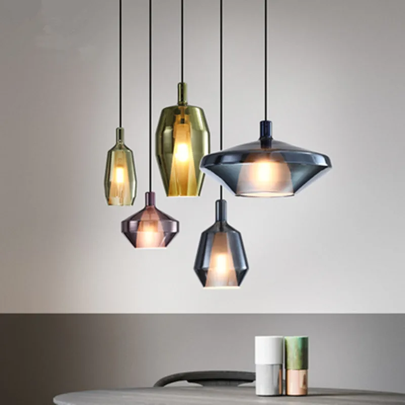 Nordic Handmade Glass Pendant Lights Dining Room Table Bar Bedroom Bedside Design Modern Hanging Lamps Decorative Fixtures | Лампы и