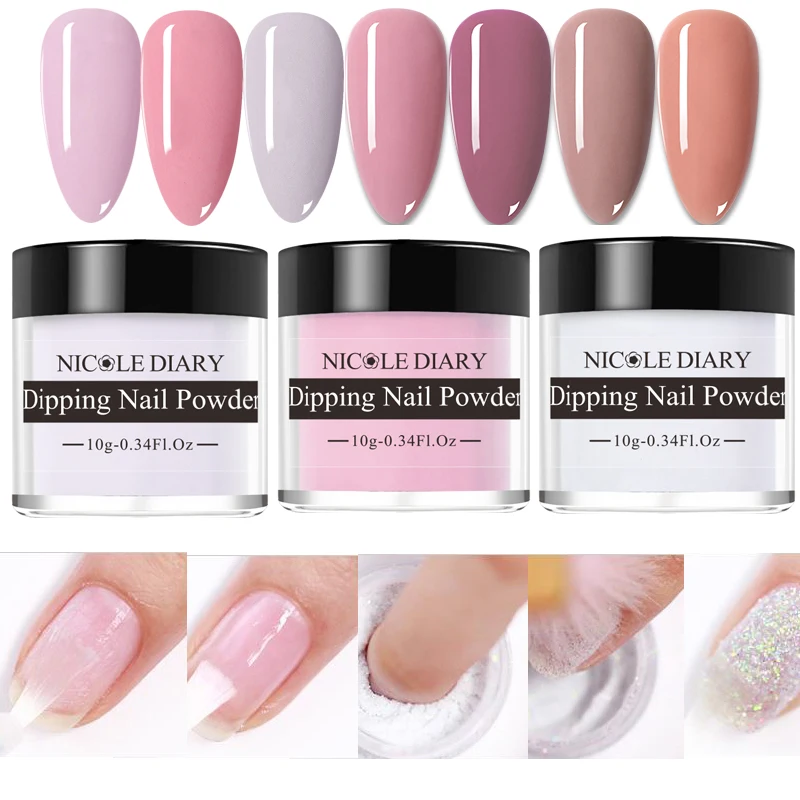 Акриловый порошок NICOLE DIARY для ногтей цветной глиттер без лампы с градиентом