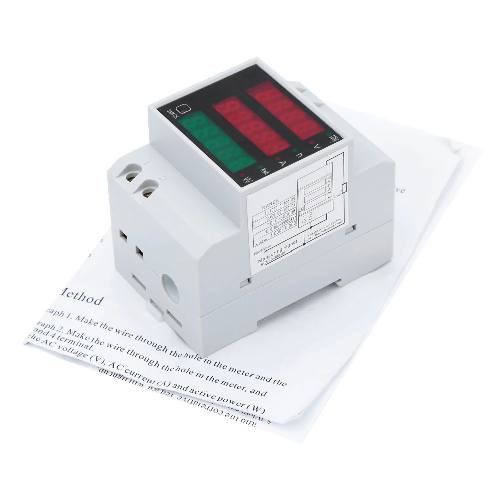 D52-2047 AC 80-300V 0-100A din-рейка светодиодный Вольтметр Амперметр активный коэффициент мощности счетчик энергии Напряжение Вольт ток многофункциональный