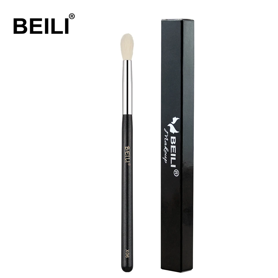 BEILI X06 Черная кисть для теней для век, кисть для смешивания, натуральная шерсть белой козы, коробка для кистей, упаковка