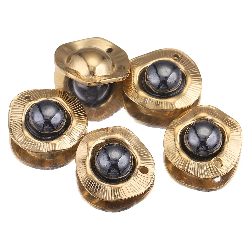 5pcs/lot Gild Stainless Steel Round Pearls Charm Pendants Connectors for DIY Earrings Necklace Jewelry Making Supplies Wholesale images - 6