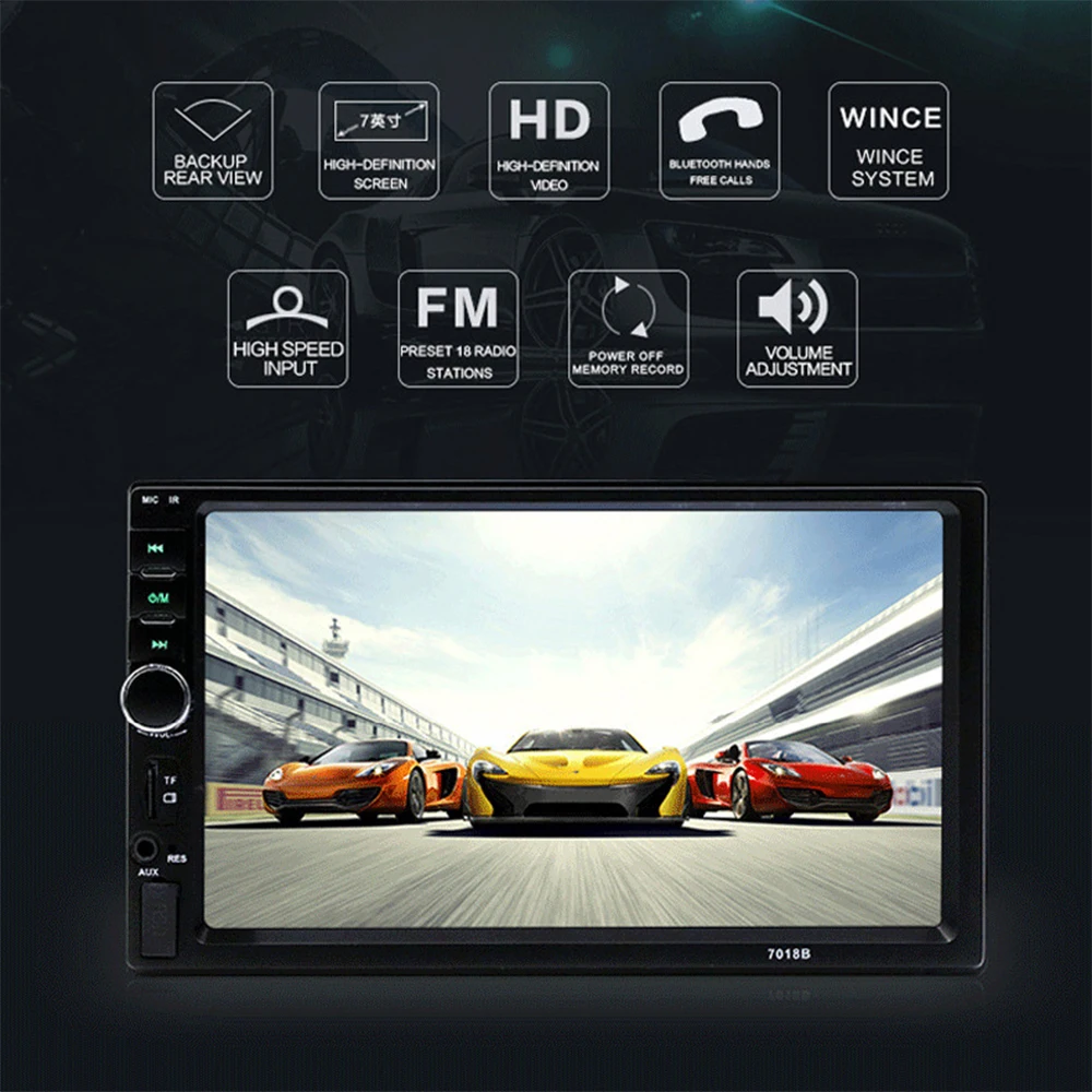 7-дюймовый автомобильный MP5-плеер с Bluetooth HD 1080P беспроводная гарнитура Реверсивный