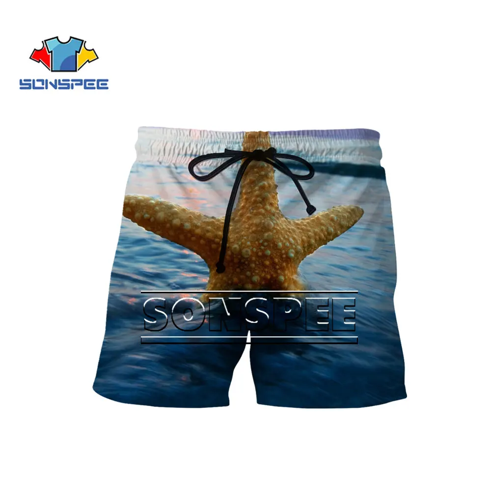 SONSPEE 3D Printing Starfish Animal Summer Beach Shorts Beautiful Comfortable Popular Especially Loose Harajuku Plus Size Short