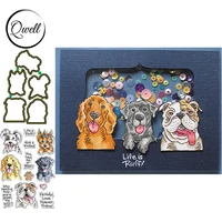 qwell various faithful dogs animal cutting dies and clear stamps sentences life is ruff diy scrapbooking craft paper card 2020