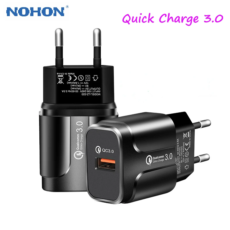 

NOHON Quick Charge USB Travel Charger for iPhone11 Pro Max Universal Mobile Phone QC3.0 Wall Charger Fast Charging Adapter EU US