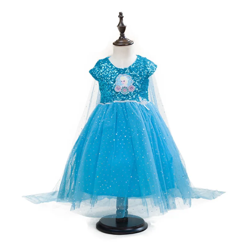 Новая одежда для маленькой девочки 2 платье Эльзы Хэллоуин костюм принцессы день