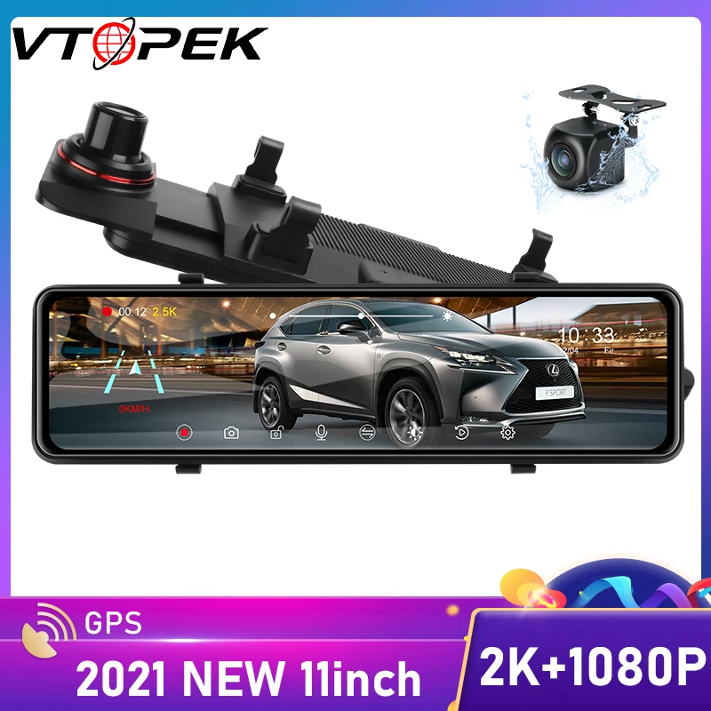 Jansite 11 дюймов 2K Видеорегистраторы для автомобилей сенсорный Экран потоковый
