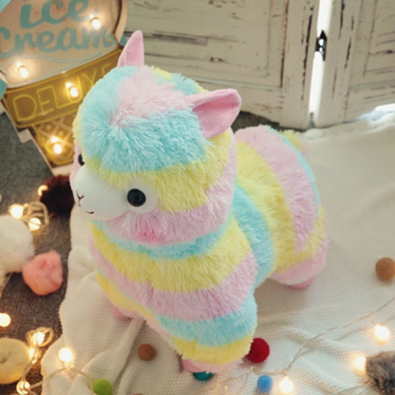 

Cute Rainbow Alpaca sheep Doll Plush Toys stuffed Animals Pillow Cushion Christmas Gift for Kids