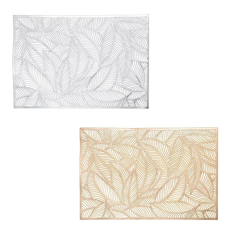 

Nordic Style Leaf Shape Placemat Heat Insulation Table Mats PVC Hollowed Mug Coaster Non-slip Dish Bowl Pad Placemat Table Decor