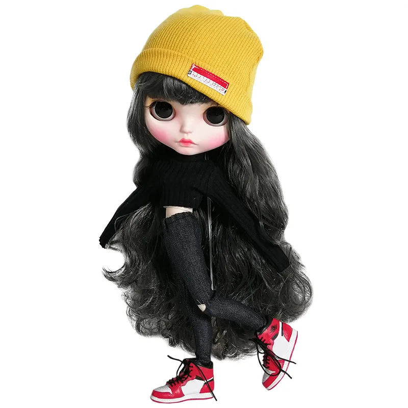 Одежда для куклы Blyth укороченные топы с длинным рукавом свитер и джинсы дырками