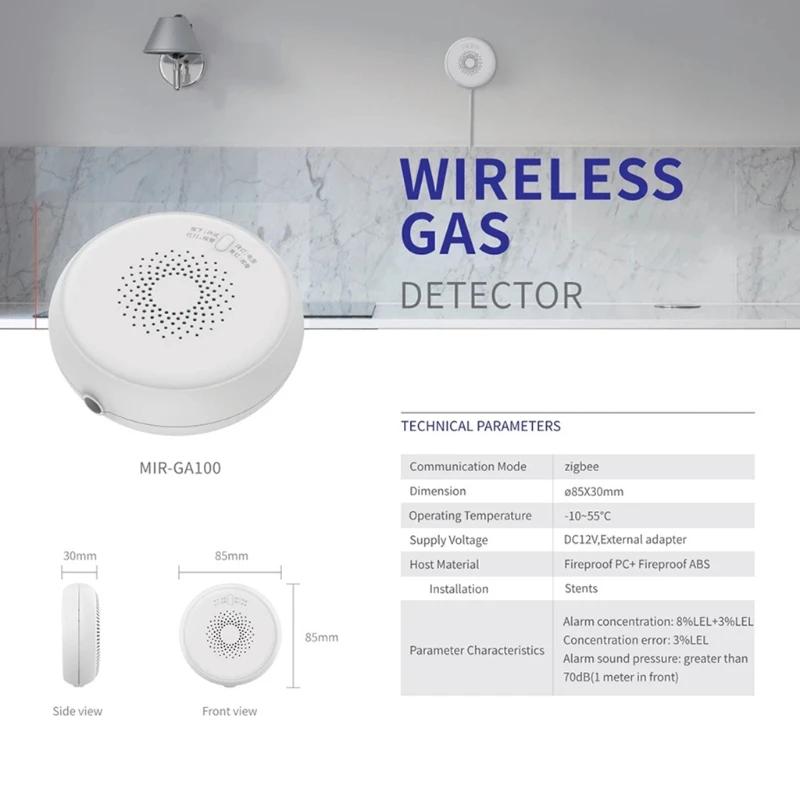 

Smart Gas Leak Detector EU Plug Alert Gas Alarm System Sensor Work Alarm Home N0HB