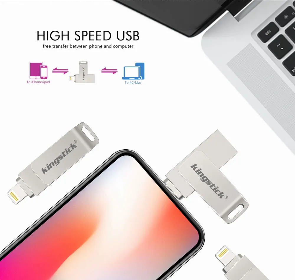 Usb флеш-накопитель для iPhone, реальная емкость 16 ГБ, 32 ГБ, 64 ГБ, 128 ГБ, 256 ГБ, 2 в 1, флеш-накопитель для iOS, внешние запоминающие устройства для планшета