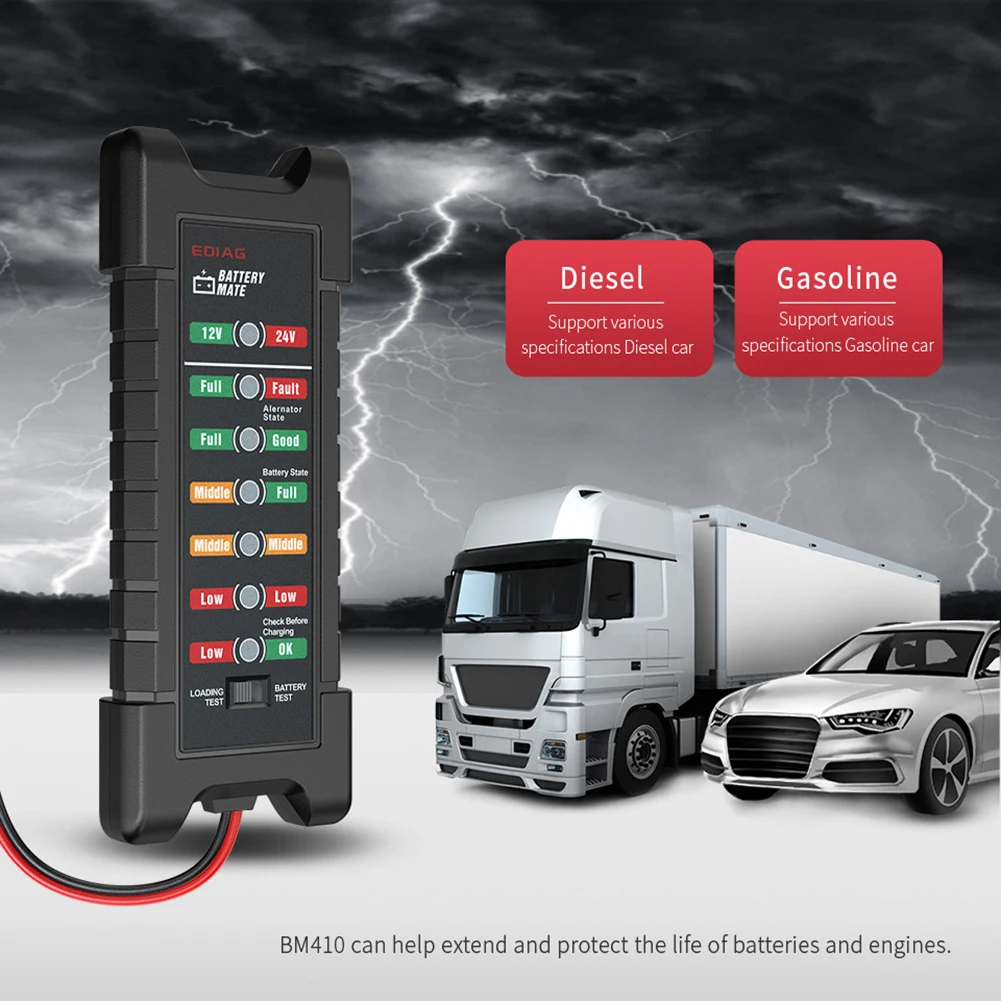 12V 24 V автомобиль Батарея тестер быстрого сгибать генератор 6 светодиодный