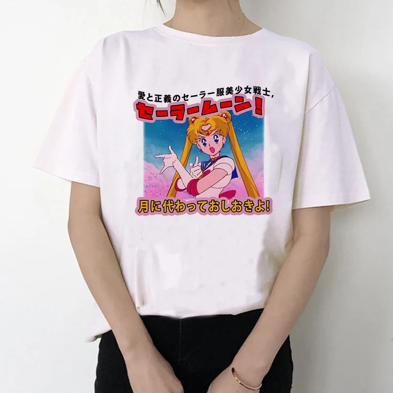 Sailor Moon 90s забавная футболка кофта с капюшоном футболка Эстетическая кошка аниме Женская Милая футболка Kawaii тройники мода Ullzang