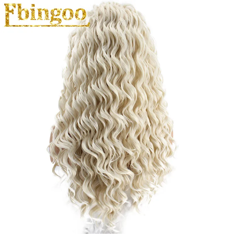 Ebingoo Hair cap+ высокотемпературное волокно натуральный длинный кудрявый платиновый блонд синтетический парик на кружеве с бесплатной частью