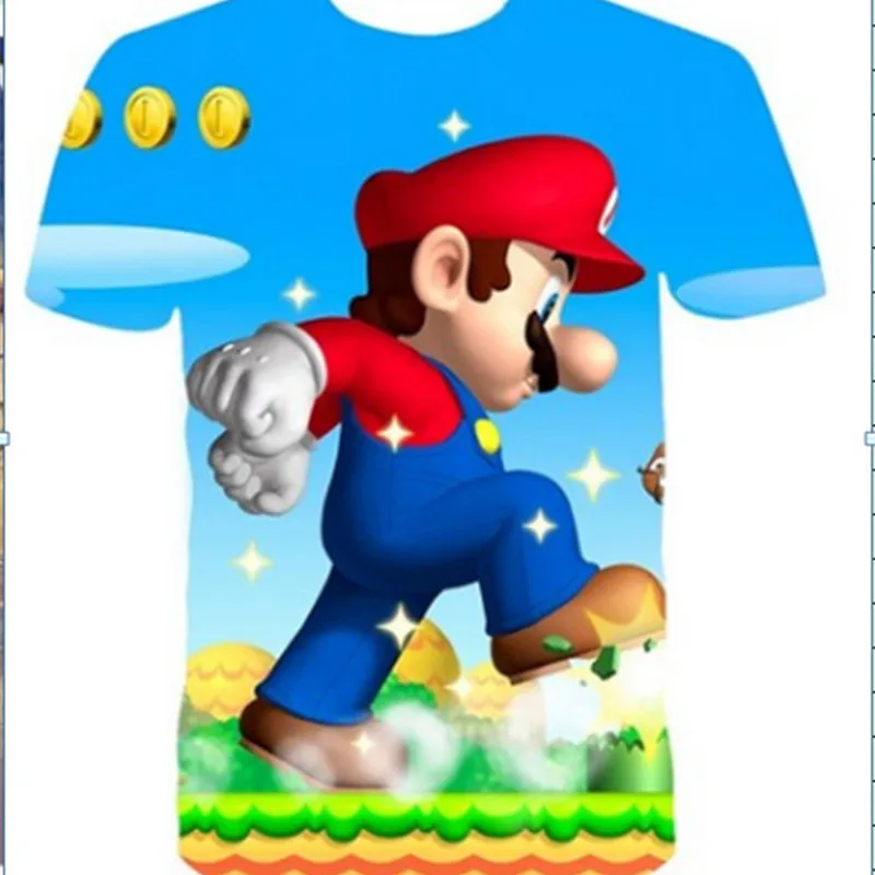 

2020 Summer Mario Bros Cartoon T Shirt Anime 3d Printed Boys Girls Streetwear Clothes T Shirt O-Neck Top Size 4-14t Year Old