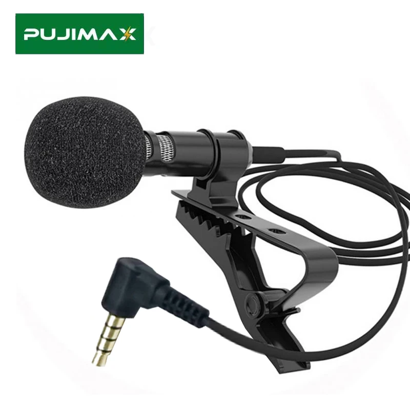 

PUJIMAX Mini Clip-on Microphone 3.5mm Lavalier Portable External Hands-free Audio Mic For Lecture Teaching Meeting Guided Tour