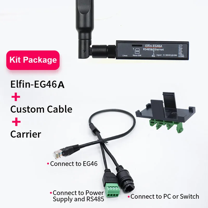 Elfin-EG46A широкий последовательный порт напряжения RS485 RJ45 Ethernet до 4G LTE-FDD LTE-TDD 3G WCDMA DTU
