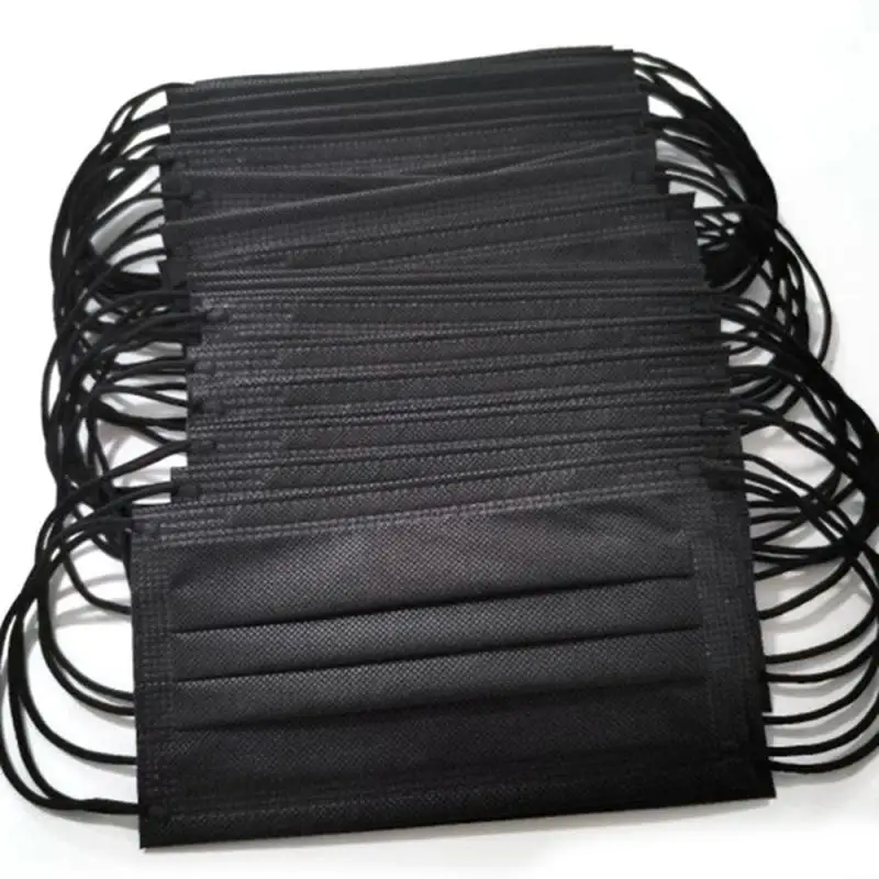 

5/10/20/50/100pcs Disposable Masks Non-woven Face Masks 3 layer Ply Filter Anti Dust Breathable Adult Mouth Mask Black IN STOCK
