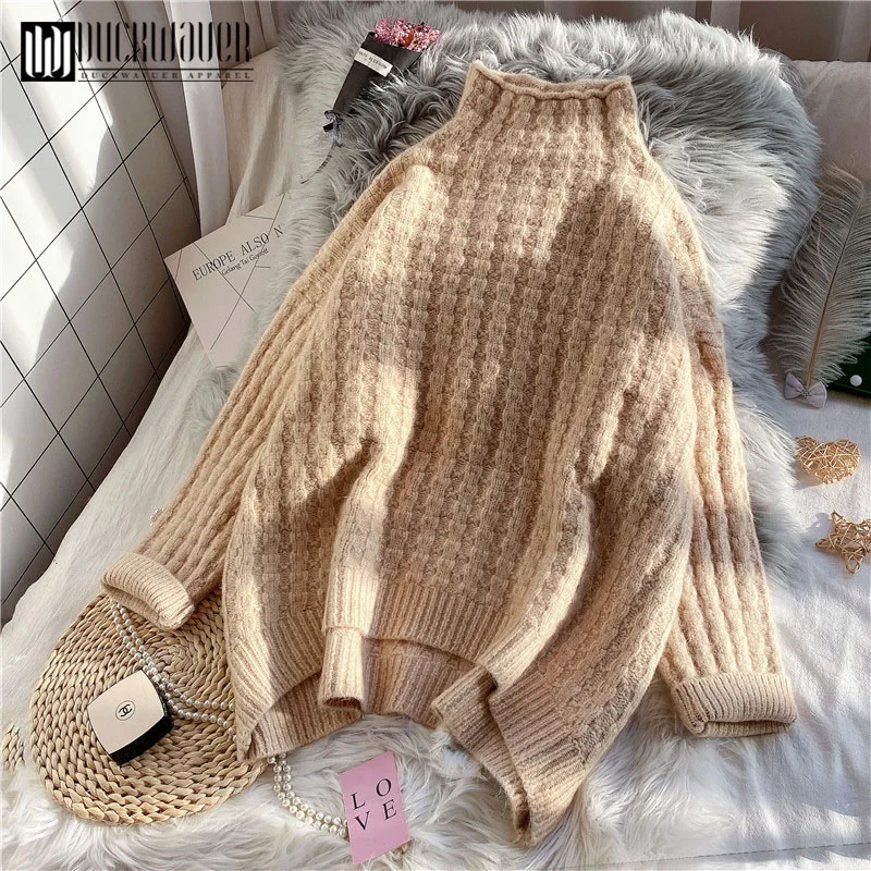 

Duckwaver 2020 весенние вязаные женские свитера осенние мягкие кашемировые свитера с высоким воротником теплые трикотажные джемперы