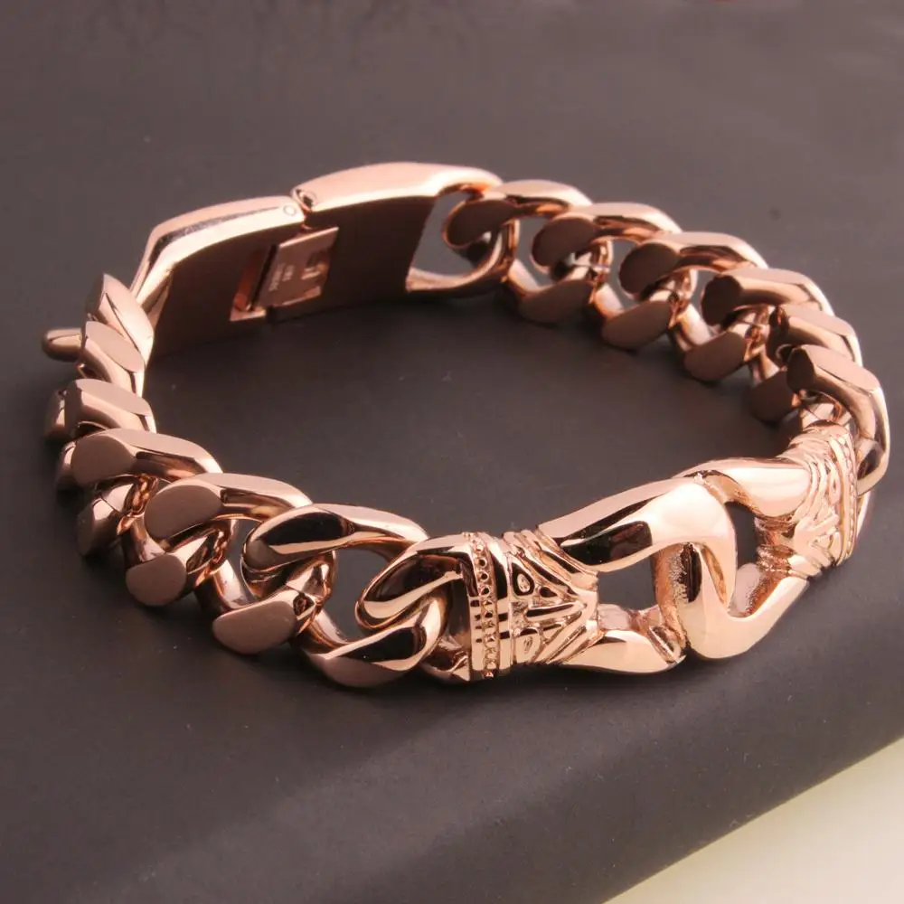 Браслеты мужские из нержавеющей стали под розовое золото в стиле хип-хоп |