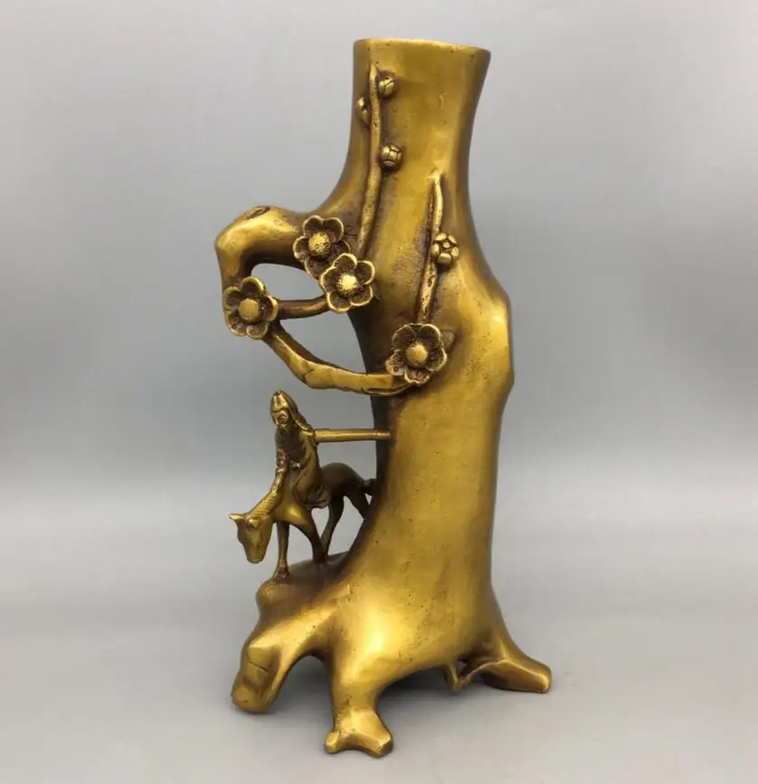 

Archaize brass plum blossom stump Pen holder Study room decoration crafts statue