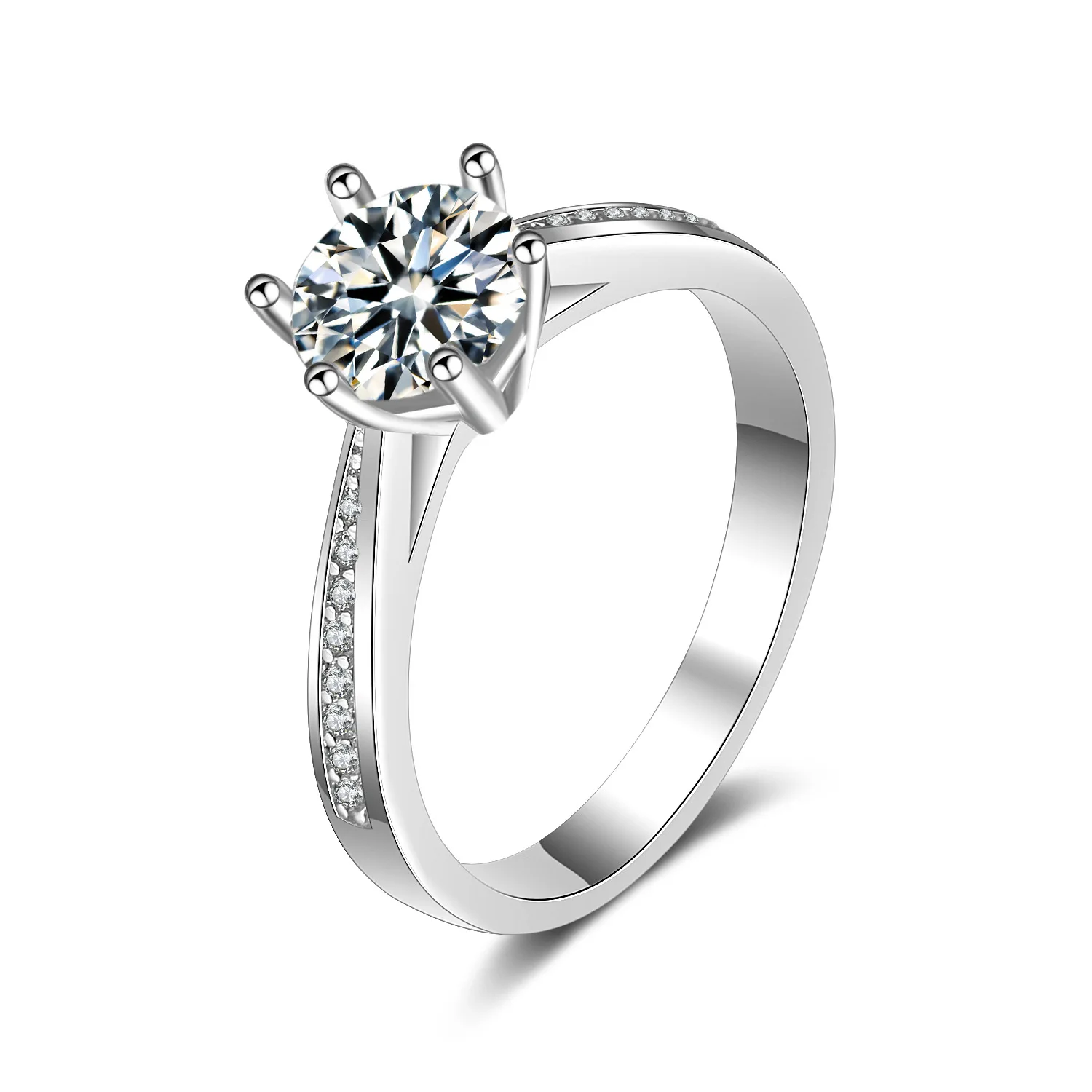

HOT SALE 925 Sterling Silver 1carat Heart Arrow Zircon Stone 6-claw Finger Rings for Women Wedding Statement Jewelry Gift